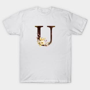 Floral Monogram U Lovely Autumn Foliage T-Shirt